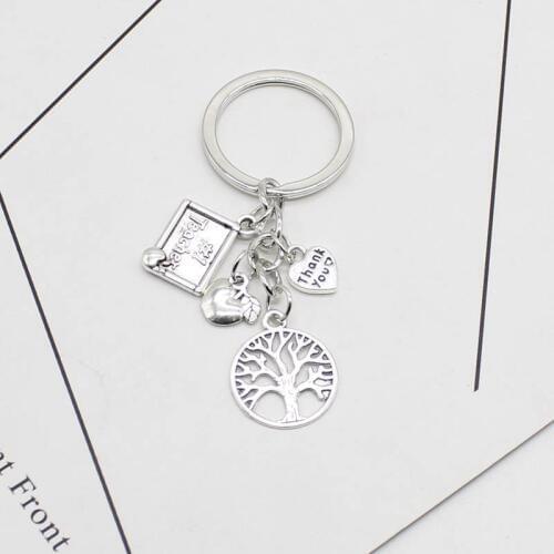 1 piece thank you teacher keychain charm of the tree of life keychain thanksgiving teachers school party gift souvenir keychain
