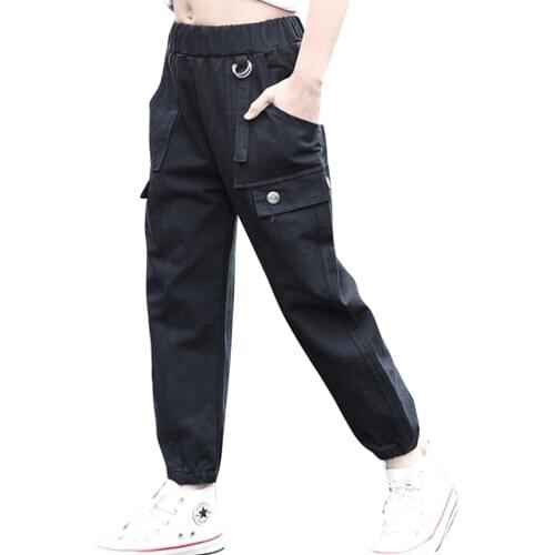 Girls Cargo Trousers Spring Autumn Clothes Kids Casual Cargo Pant For Girl Teen Childrens Clothing Pants 4 5 7 9 11 13 Years