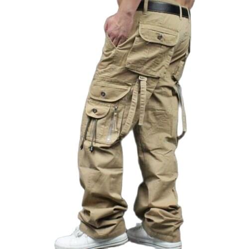 Mens Cargo Pants Casual Mens straight-leg pants Pant Multi Pocket Overall Men Outdoors Trousers Plus size