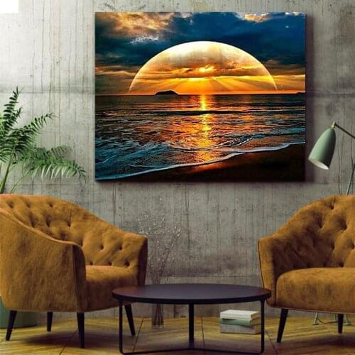 DIY colorings pictures by numbers withThe setting sun sunset picture drawing Relief painting by numbers framed Home