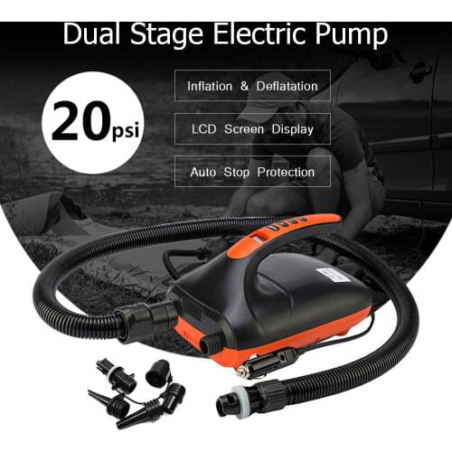 Water Sports 20PSI Electric Air Pump For Inflatable SUP Boat with Built-in Voltage Protection LCD Display Accessories