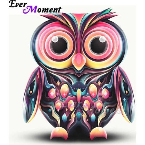 Ever Moment Diamond Painting Colorful Owl Square Mosaic Picture Of Rhinestone Diamond Embroidery Home Decoration ASF1704