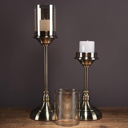 European Retro crystal glass metal candle holder candlelight dinner decoration tabletop model room home ornament decoration