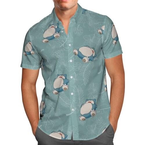 Harajuku Anime 3D Print Beach Hawaiian 2021 Summer Shirt Short Sleeve Shirt Streetwear Oversized 5XL Camisa Social Chemise Homme