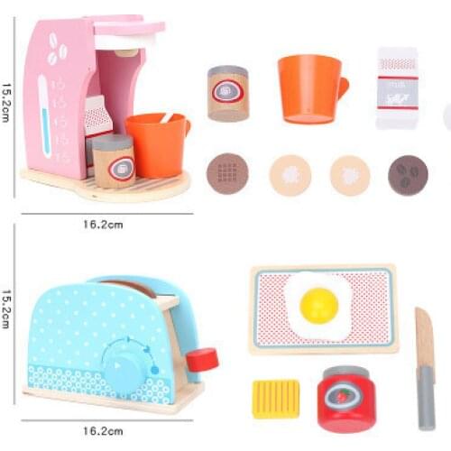 Childrens Simulation Kitchen Appliances Kitchen Toys Sets Coffee Bread Machine Educational Toys Wooden Kitchen Toys For Girls