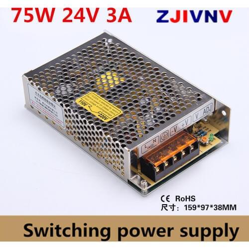 75W 24V 3.2A Switch Mode LED Light Devices Switching Power Supply AC-DC Input 100/110/220/230V S-75-24