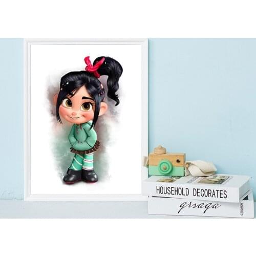 Vanellope von Schweetz Portrait Hand Painted Canvas Painting Classic Game Characters Poster Kids Room Wall Art Prints Decoration