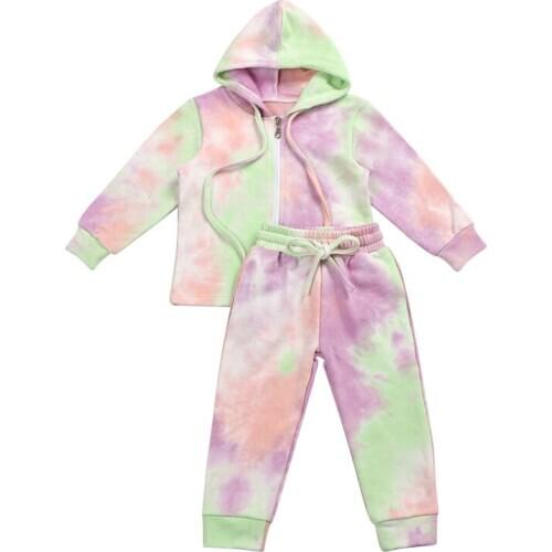 Baby Baby Meisjes Tie-Dye Gedrukt Kleding Sets Voor Herfst Lange Mouw Print Kids Meisje Hoodie Tops + lange Broek Kids Baby