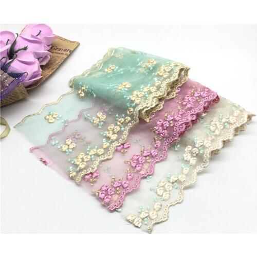 Beautiful 1 Yard Embroidered Tulle Lace Wide 14cm Lace Fabric DIY Handmade Lace for Sewing Accessories Embroidered Clothing