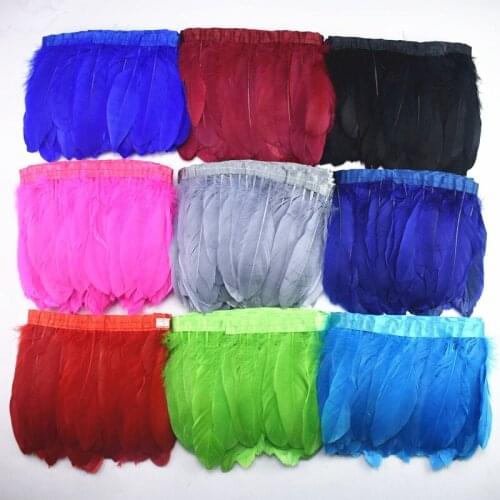 Wholesale 10Meter Goose Feathers Trims Fringe Geese Feather Ribbon 15-18cm Goose Feathers for Crafts Wedding Feathers Decoration