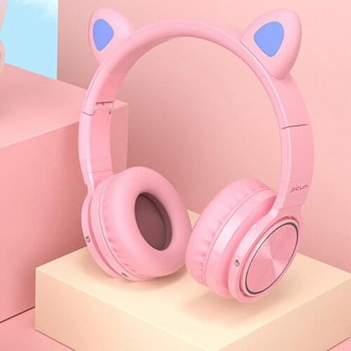 Hot wireless bluetooth lucky cat ear headphones with mic LED Support TF card music female headphones gift preferred