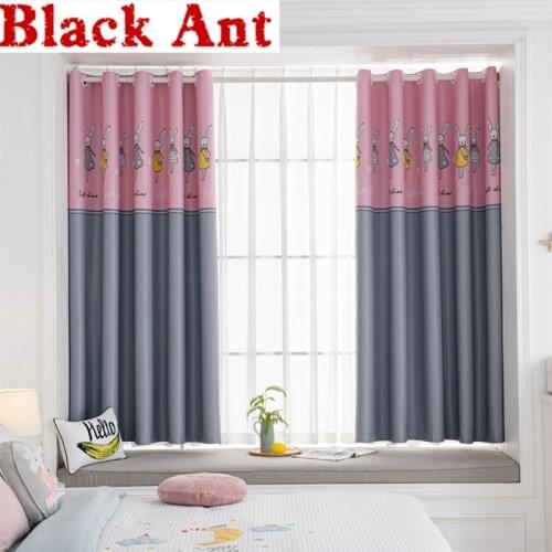 Cute Rabbit Short Curtain For Girl Bedroom Bay Window Blinds Drape Stitching Color Sheer Curtain Kitchen Door Decora PC-ZH247#20