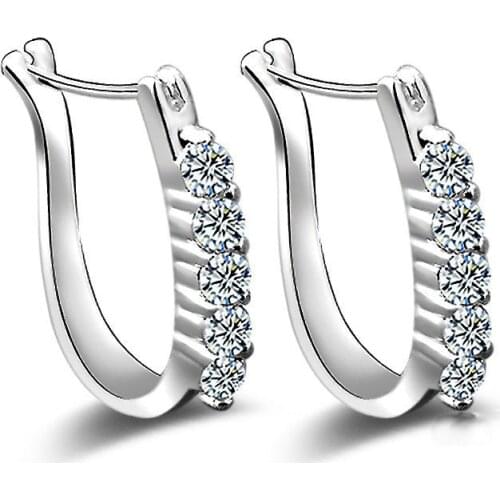 Fashion silver color stud earrings luxury Rhinestone inlaid "U"design ear buckle earrings women jewelry brincos