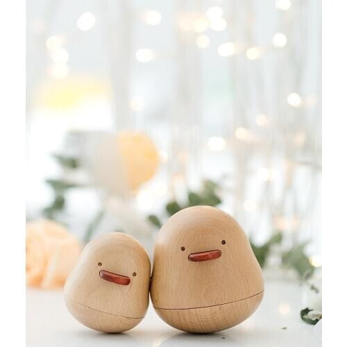 Siamese Design Beech Wood Duck Music Box Cute animal shape Mechanical crafts Valentines Gay Birthday Gifts For girlfriend