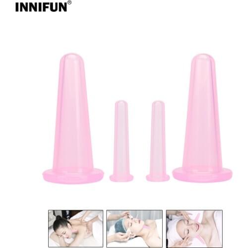 4 Pcs Massage Vacuum Cupping Set Silicone Face Cuping Therapy Cup Anti Cellulite Body Massage Health Care