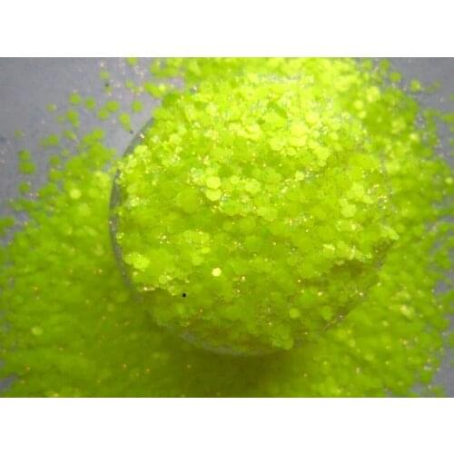 Neon Yellow Hex Paillette Glitter Mix White Iridescent Glitters For Gel Nail Polish G500