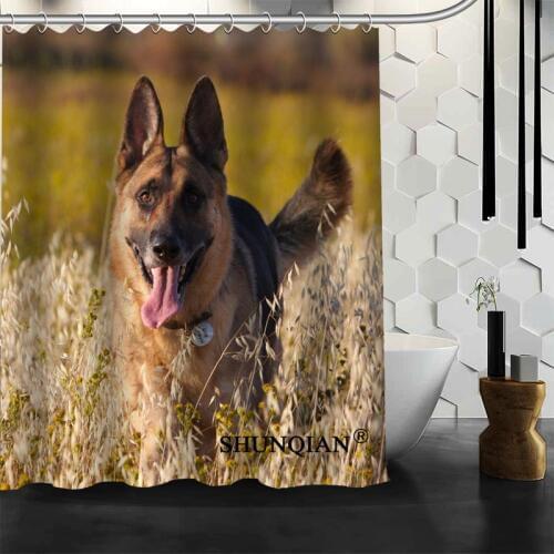 New Arrival German Shepherd Shower Curtain Polyester Fabric Printing Bathroom Curtain Waterproof Bathroom Products With Hook