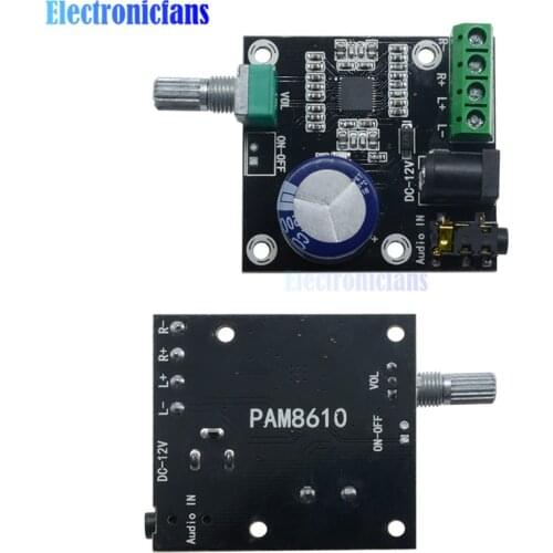 PAM8610 2 x 15W Super Slim Class D Digital Dual Power Audio Amplifier Board Module 12V Black XH-M120