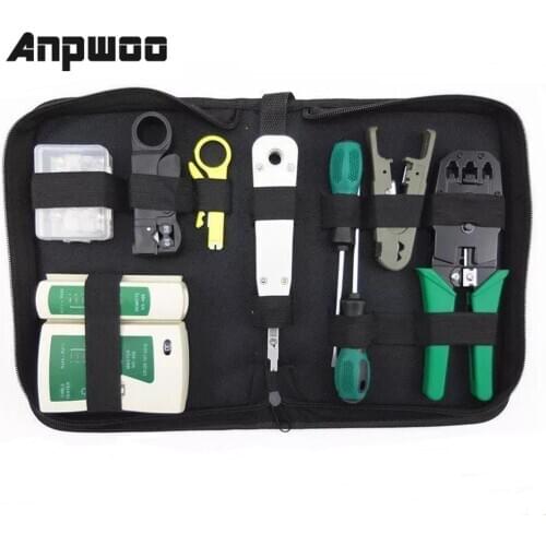 11pcs/set RJ45 RJ11 RJ12 CAT5 CAT5e Portable LAN Network Repair Tool Kit Utp Cable Tester AND Plier Crimp Crimper Plug Clamp PC