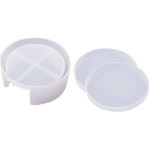 Drink Coasters With Holder Resin Mold Round Coaster Set DIY Tabletop Protection Ornament Housewarming Present Crafts Kit