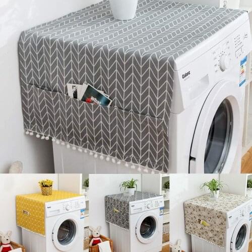 Anti-slip Drum Washing Machine Cover Dust Cover Clean Waterproof Dust Cover Fridge Top Cover Dryer Front With 6 Storage Bags