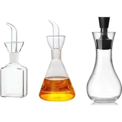 Transparent Glass Cruet Oil Dispenser Bottles Gravy Boat Creative Leak-proof Oil Vinegar Bottle Sauce Container Pot Kitchen Tool
