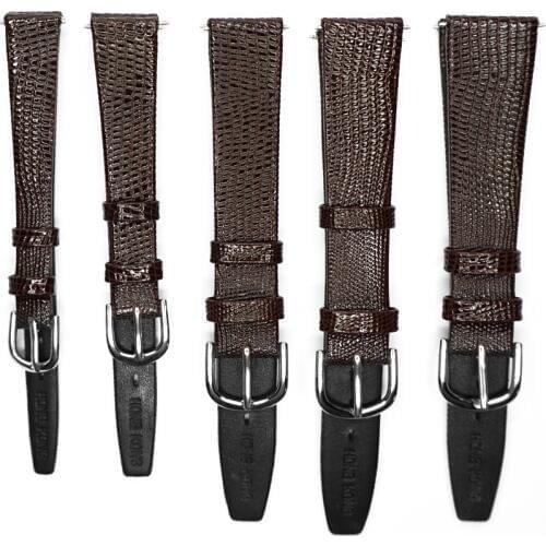 YQI 12mm 14mm 16mm 18mm 20mm 22mm Watch Band Lizard Calf Genuine Leather Watch Strap Thin Soft Dark Brown For Women Men watches