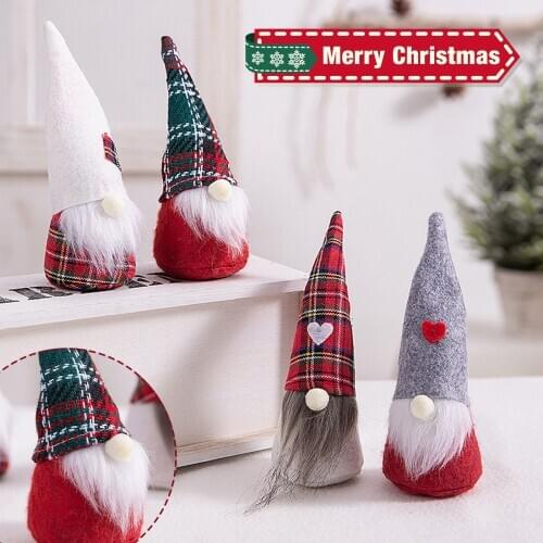 Christmas Decoration Gifts Rudolph Faceless Love Lattice Forest Elder Man Ornaments Knitted Plush Cotton Santa Dolls рождество