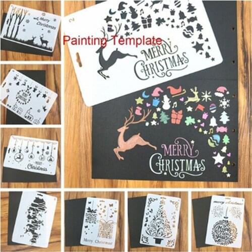 1pcs Christmas Painting Openwork Template Diy Diary Stationery Journal Photo Album Openwork Lace Ruler
