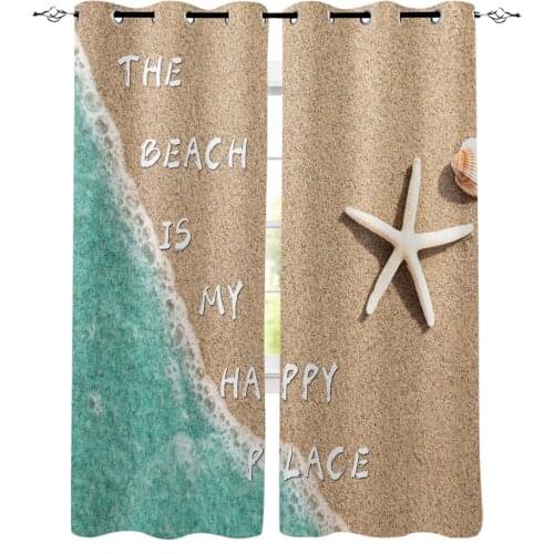 Summer Beach Starfish Text Blackout Curtains for Children Kids Home Decor Bedroom Living Room High Shading Window Curtains