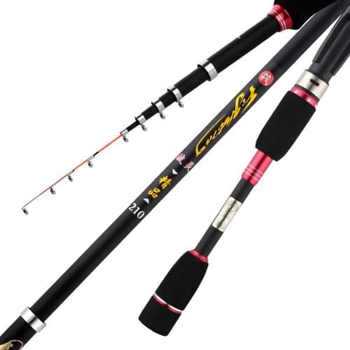 Telescopic 1.8m 2.1m 2.4m 2.7m Raft Fishing Rod Carbon Fiber Travel Spinning Lure Rod Raft Pole For Saltwater Freshwater Pesca