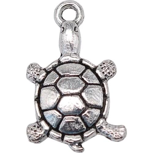 WYSIWYG 10pcs 18x11mm Turtle Pendant Antique Silver Color Sea Turtle Charm Sea Turtle Pendant For Jewelry Making