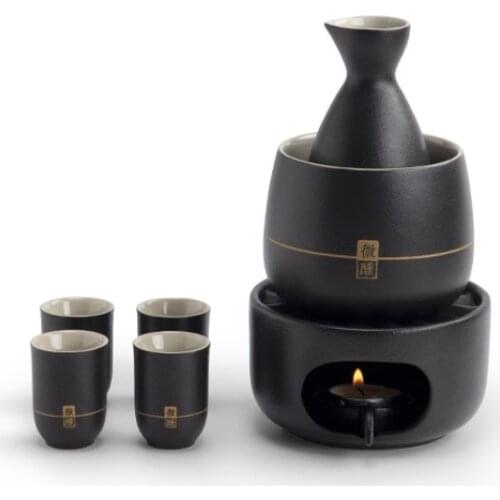 Light Luxury Ceramics Hip Flask Set Classic Japanese Retro Creative Sake Cups Set Home Round Flasque Alcool Drinkware EJ50HF