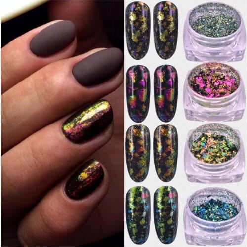 1 Box Chameleon 3D DIY Flakes Sequins Nail Glitter Powder Dust Mirror Chrome Pigment Nail Art Sheets Decorations