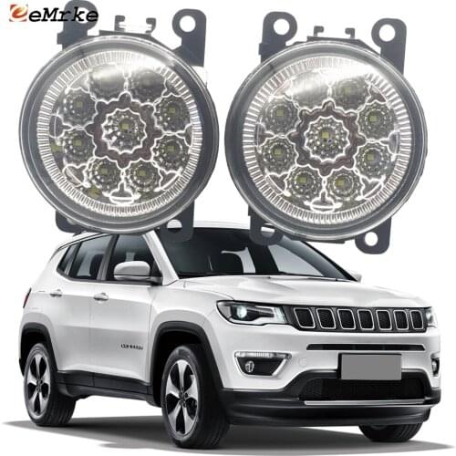 2PCS Car Styling 9-Pieces LED Fog Light Lamp for Jeep Compass MP 2017 2018 2019 2020 H11 12V Halogen Fog Lights DRL