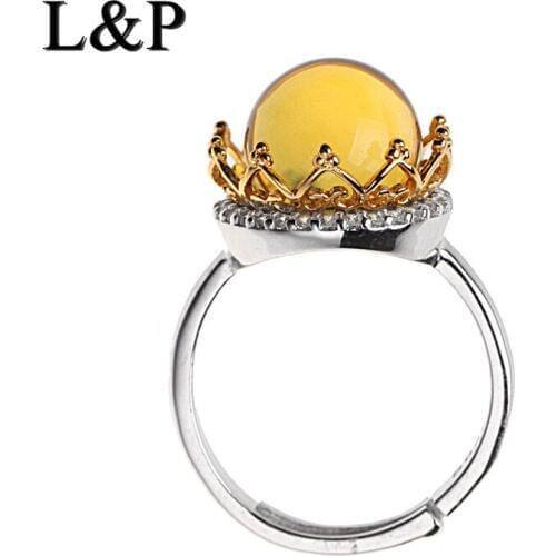 2018 New Arrival Elegant Maxeo Amber 925 Sterling Silver Rings For Women,White CZ Adjustable Rings Fine Jewelry Wholesale
