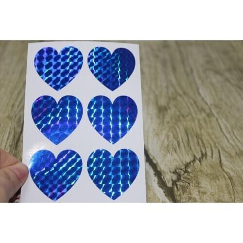 3.8cm Blue Hologram heart sticker