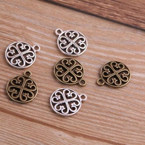 30PCS 15*18mm Two Color Fashion Hollow Out Round Charms Jewelry Metal Alloy Jewelry Marking