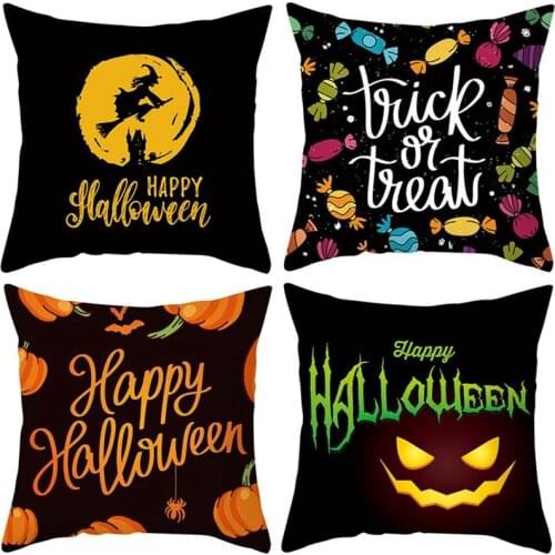 45*45cm Pumpkin Print Pillow Case Happy Halloween Cushion Cover Car Seat Sofa Waist Throw Pillowcases Home Decor