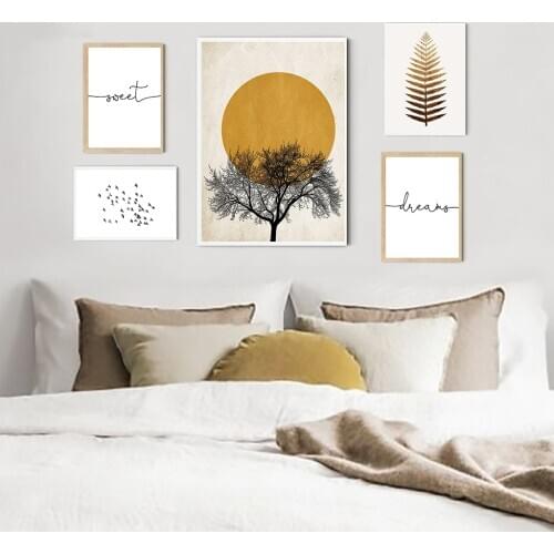 Morning Sun Tree Abstract Poster Nordic Print Scandinavian Wall Art Picture Sweet Dream Canvas Painting Simplicity Home Decor
