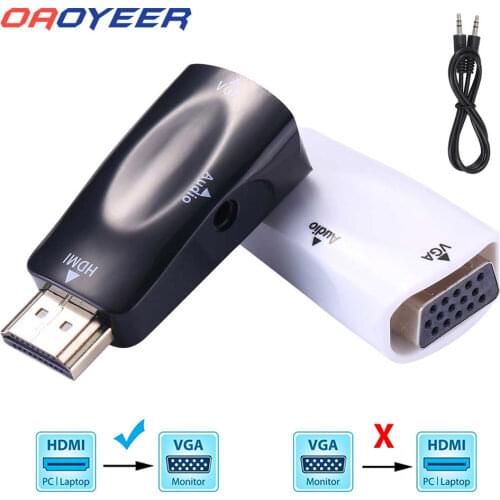 HDMI-compatible Male to VGA 15 Pin Female Adapter Audio Cable Converter FHD 1080P For PC Laptop TVBox Computer Display Projector
