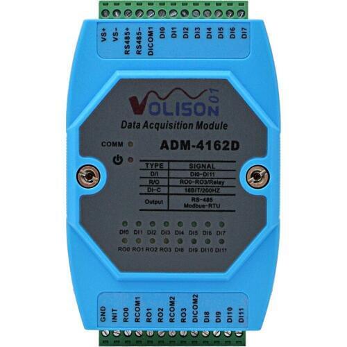 ADM-4162D 12 way switch quantity acquisition DI/DO 4 road relay output control module MODBUS RS485 communication
