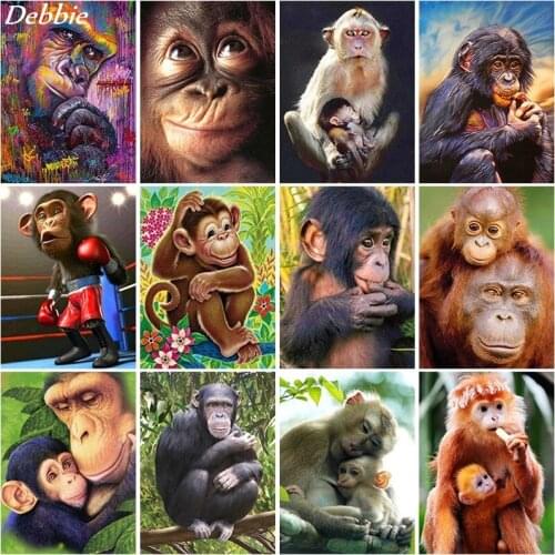 DIY 5D Diamond Painting Full Round Square Resin Mosaic Diamond Embroidery Cross Stitch Kits Wall Art Cute Orangutan