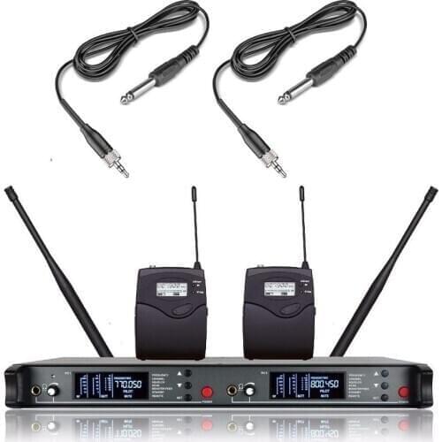 Bolymic Guitar cable 2 Channel uhf Professional stage Performance Party Wireless Microphone System