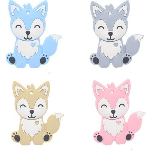 Food Grade Silicone Smile Fox Baby Teether BPA Free Cute Animal Infant DIY Ring Nursing Teether Toddle Silicone Chewable Toy New
