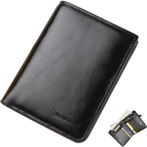 DEABOLAR new mens wallet short paragraph vertical mens zipper wallet multi-function coin purse Europe and America hot