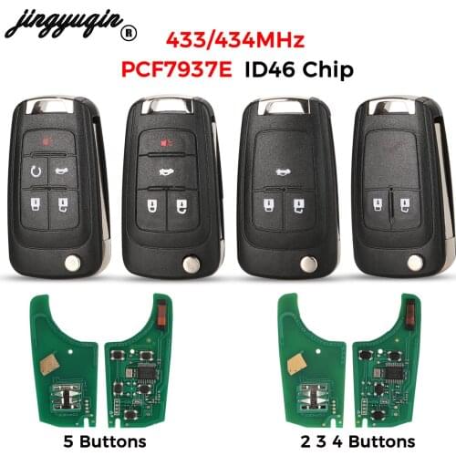 Jingyuqin 2/3/4/5 Button Remote Car Key Fob for Chevrolet Camaro Cruze Equinox Impala Spark Volt 315/433MHz ID46 PCF7913E Chip