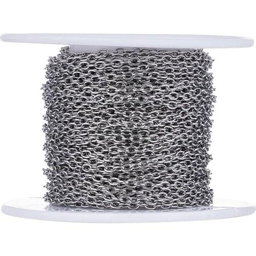 10m/roll 304 Stainless Steel Cable Chains with Spool Unwelded For Jewelry Findings Making