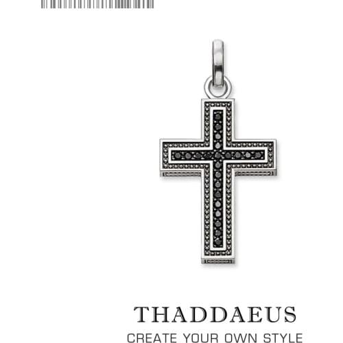 Pendant Cross Black Pave,2019 Brand New Fashion Jewelry Europe Bijoux Accessories 925 Sterling Silver Gift For Woman & Men