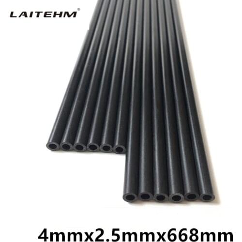 LAITEHM 2pcs carbon fiber tube 4x2.5x668mm hollow tube high strength model aircraft fixed reinforcement rod DIY handmade